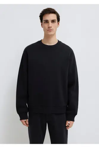 Black Basic Sweatshirt, Crew Neck, 0S10276-900 - 4