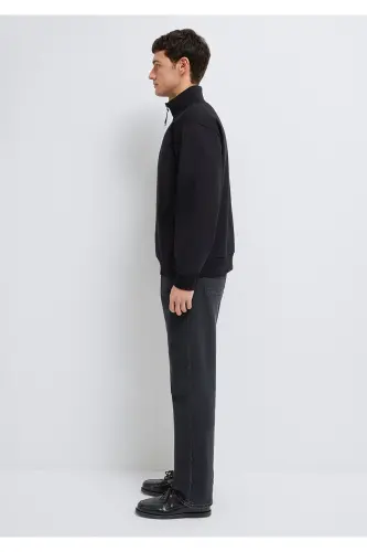 Black Basic Sweatshirt, Half Zip, 0S10278-900 - 4