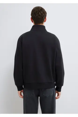 Black Basic Sweatshirt, Half Zip, 0S10278-900 - 5