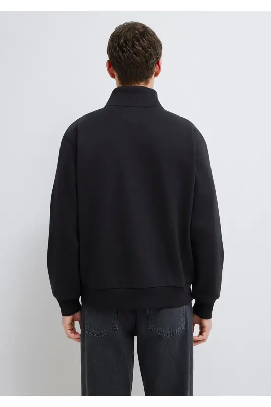 Black Basic Sweatshirt, Half Zip, 0S10278-900 - 5