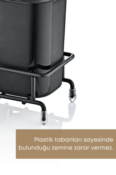 Black Begonia Dish Soap and Liquid Soap Dispenser Kitchen Set with Metal Stand - Sponge Included - 3