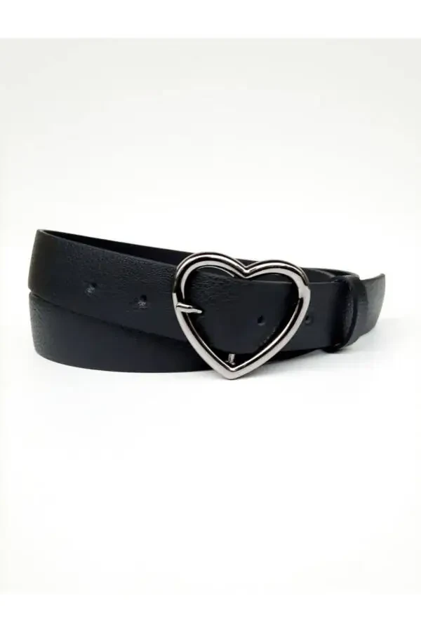 Black Belt with Heart Buckle for Women - 4