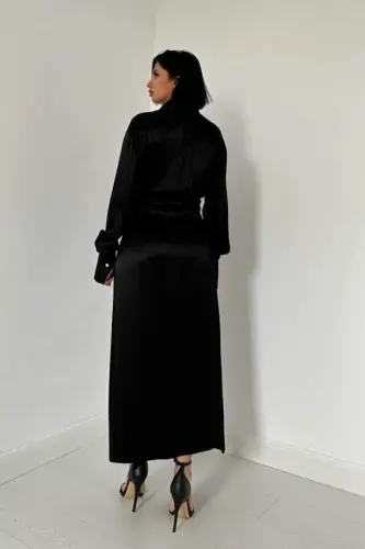 Black Belted Shirt Dress - 4