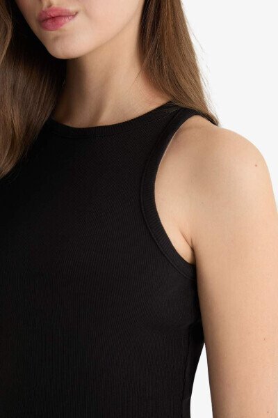 Black Bodycon Halter Neck Fitted Corset Maxi Sleeveless Dress - 5