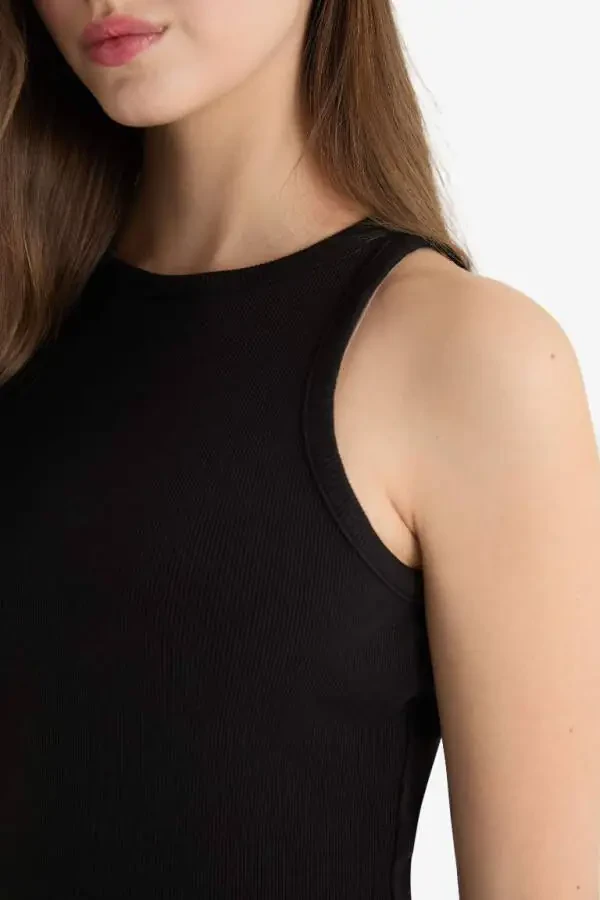 Black Bodycon Halter Neck Fitted Corset Maxi Sleeveless Dress - 5