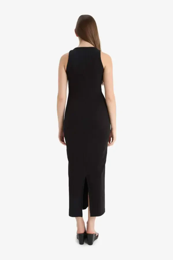 Black Bodycon Halter Neck Fitted Corset Maxi Sleeveless Dress - 6