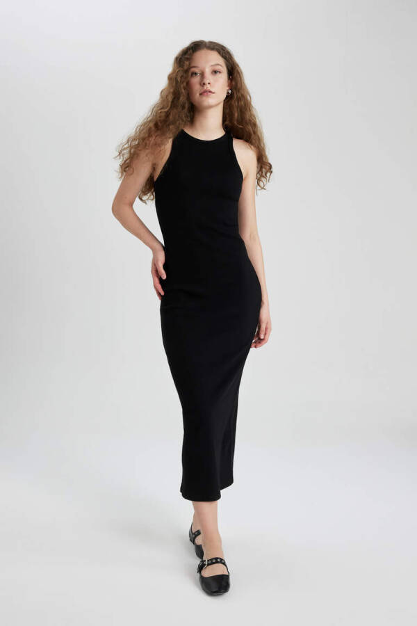 Black Bodycon Halter Neck Fitted Maxi Dress - 8