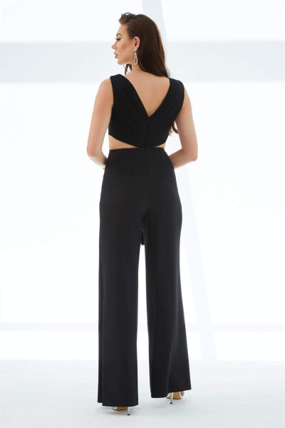 Black Bodysuit Jumpsuit with Buckle Detail - 9