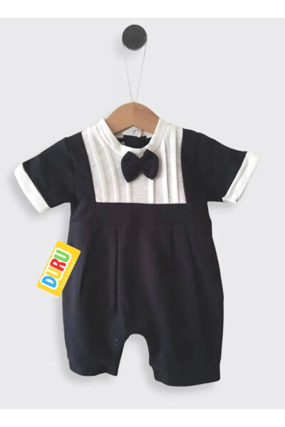 Black Bow Tie Romper for Baby Boys - 1