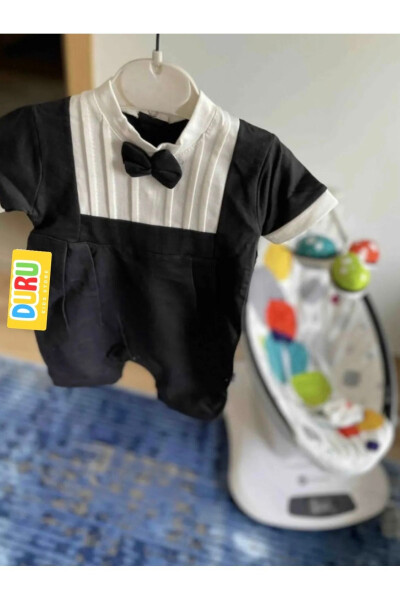 Black Bow Tie Romper for Baby Boys - 2