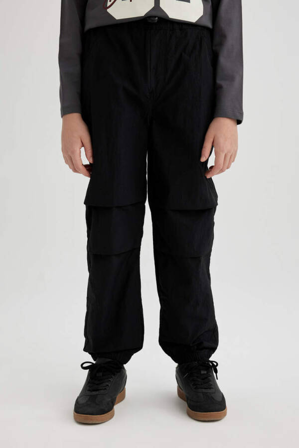 Black Boys' Jogger Parachute Pants - 3