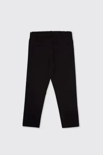Black boys' pants with elastic waistband and pleated detail - PANÇO (1)
