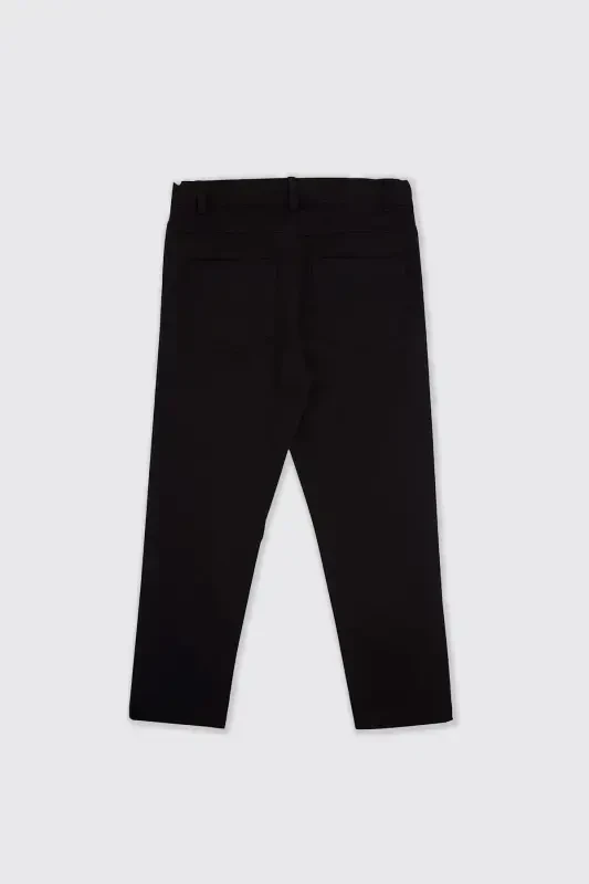 Black boys' pants with elastic waistband and pleated detail - 2