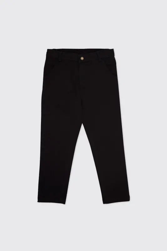 Black boys' pants with elastic waistband and pleated detail - 8