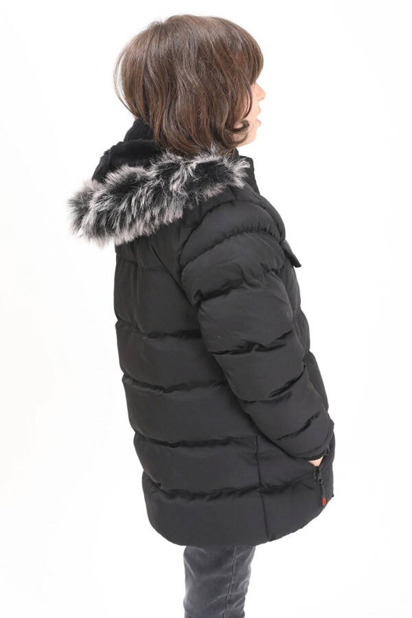 Black Boys' Puffer Jacket with Pocket Cover 15484 - 15