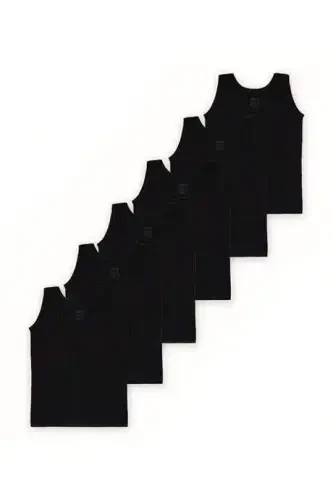 Black Boys' Tank Top 6-Pack 100% Cotton Jersey - 3