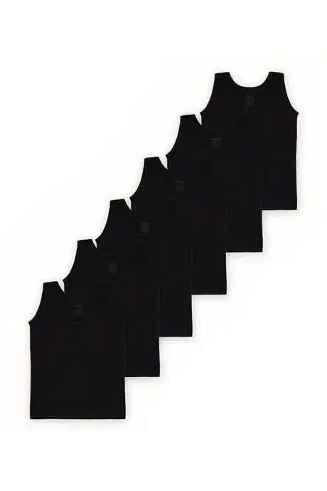 Black Boys' Tank Top 6-Pack 100% Cotton Jersey - 3