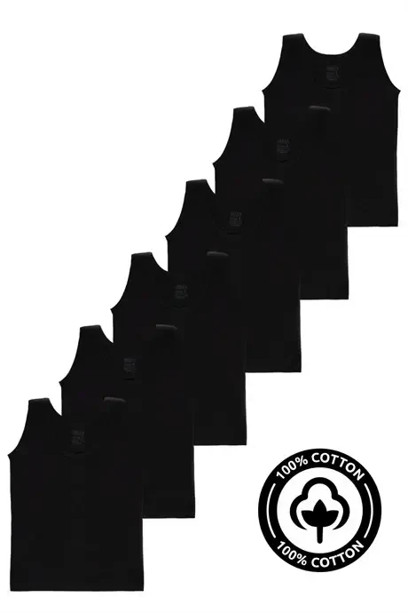 Black Boys' Tank Top 6-Pack 100% Cotton Jersey - 5