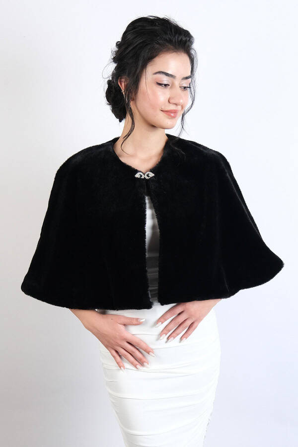 Black Bridal Bolero Shawl with Brooch - 6