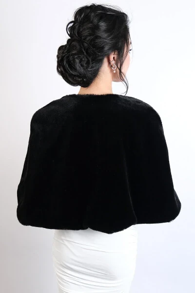 Black Bridal Bolero Stole Brooch Bridal Fur - Modazone (1)