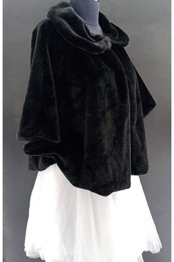 Black Bridal Stole Fur Bolero - 2