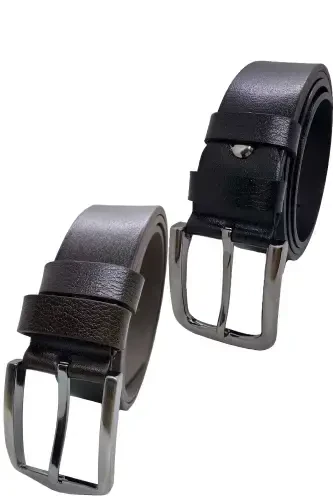 Black Brown Genuine Leather 2-piece Belt-Black Brown - 1