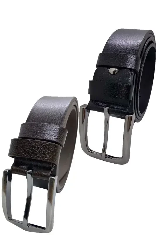 Black Brown Genuine Leather 2-piece Belt-Black Brown - 1