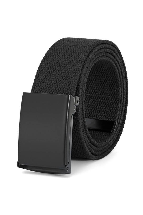 Black Buckle Black Woven Tactical Canvas Sport Denim Belt - 9