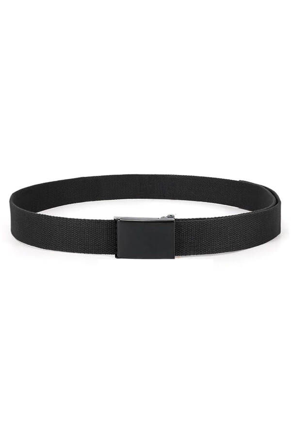 Black Buckle Black Woven Tactical Canvas Sport Denim Belt - 10