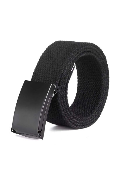 Black Buckle Black Woven Tactical Canvas Sport Denim Belt - 12