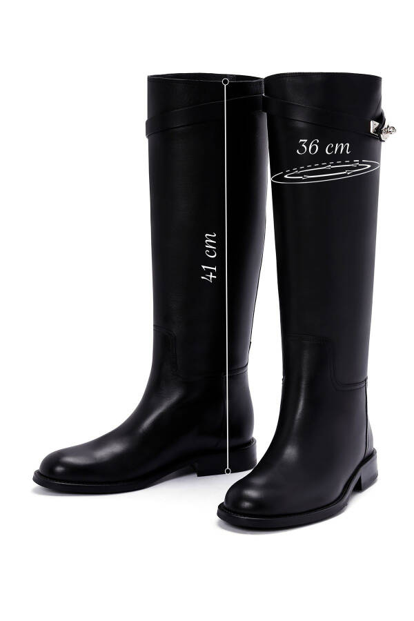 Black buckle detail leather boots - 4