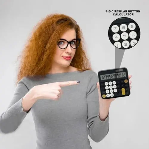 Black Calculator, UPIHO Standard Calculator 12 Digit with Large LCD Display and Big Buttons, Black Gold Office Accessories for Women Desk, Supplies for Office,School, Home, Business - 4