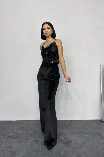 Black Cami Cowl Neck Blouse - BÜYÜKBEDENIZ (1)