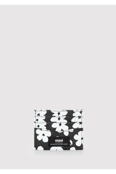 Black Card Holder with Floral Print 1912836-900 - 3