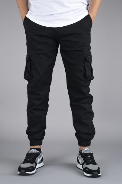 Black Cargo Pants for Men - 1