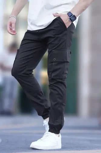 Black Cargo Pocket Jogger Pants 5647 