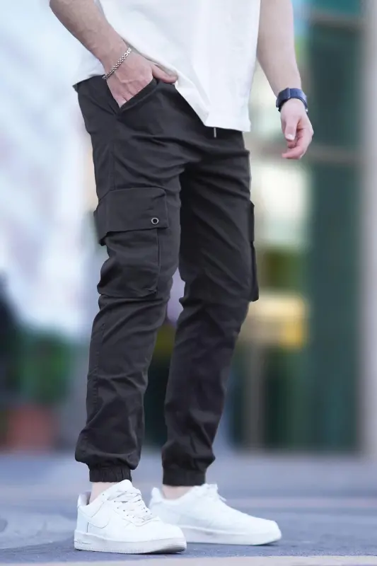 Black Cargo Pocket Jogger Pants 5647 - 2