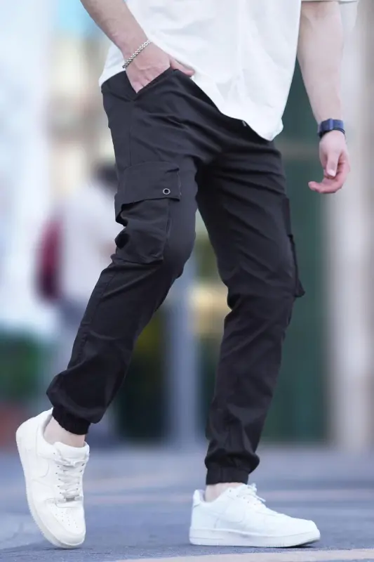 Black Cargo Pocket Jogger Pants 5647 - 3