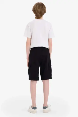 Black Cargo Pocket Shorts for Boys - 1