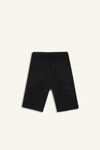 Black Cargo Pocket Shorts for Boys - DEFACTO (1)