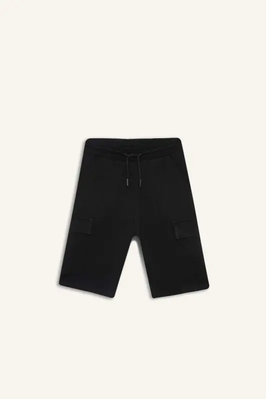 Black Cargo Pocket Shorts for Boys - 2