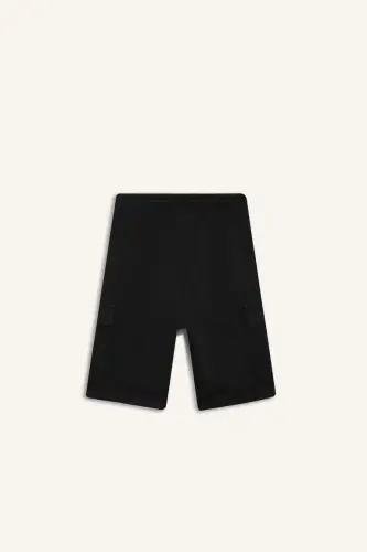 Black Cargo Pocket Shorts for Boys - 4