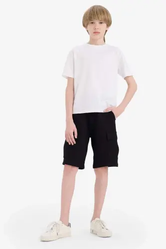 Black Cargo Pocket Shorts for Boys - 5