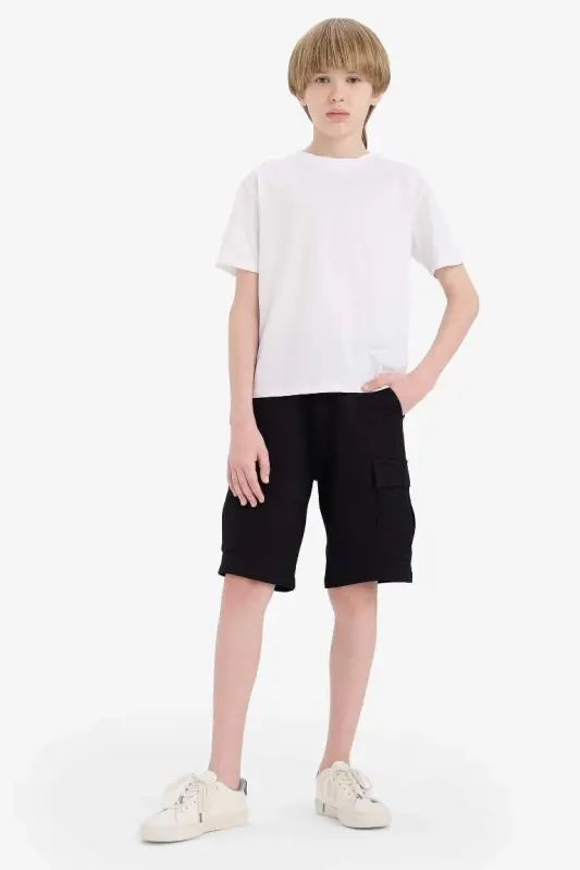 Black Cargo Pocket Shorts for Boys - 5