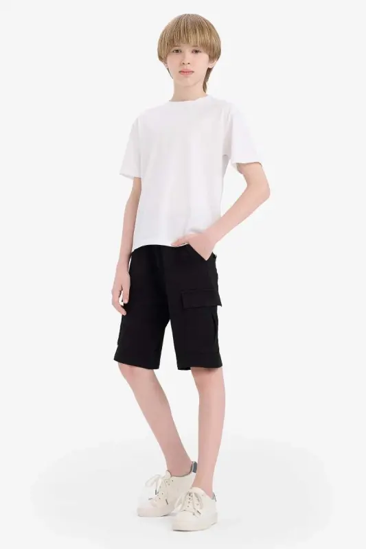 Black Cargo Pocket Shorts for Boys - 6