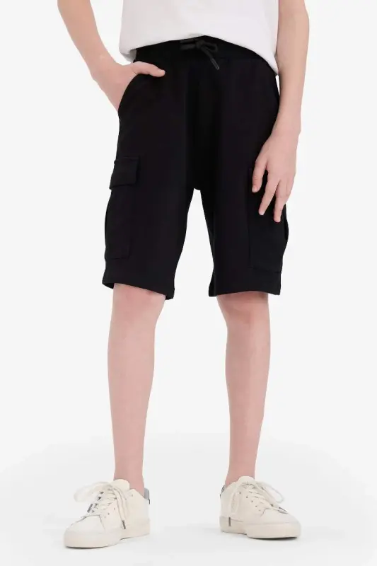 Black Cargo Pocket Shorts for Boys - 7