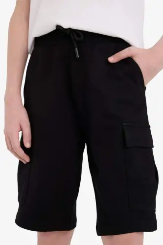 Black Cargo Pocket Shorts for Boys - 8