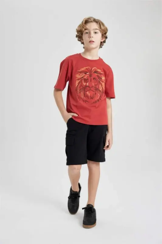 Black Cargo Pocket Shorts for Boys - 2
