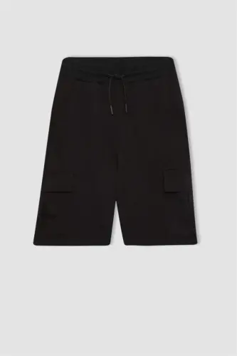 Black Cargo Pocket Shorts for Boys - 6