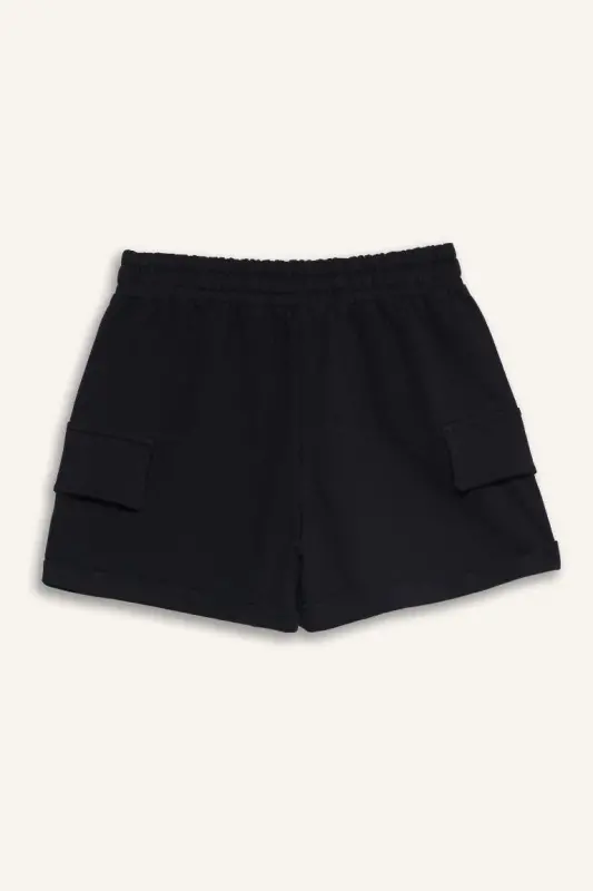 Black Cargo Pocket Shorts for Girls - 5